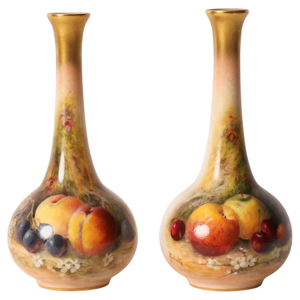 Coppia di vasi in miniatura Royal Worcester William Ricketts XX secolo in vendita