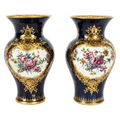 Antique Pair of Royal Worcester Porcelain Vases 18th Century