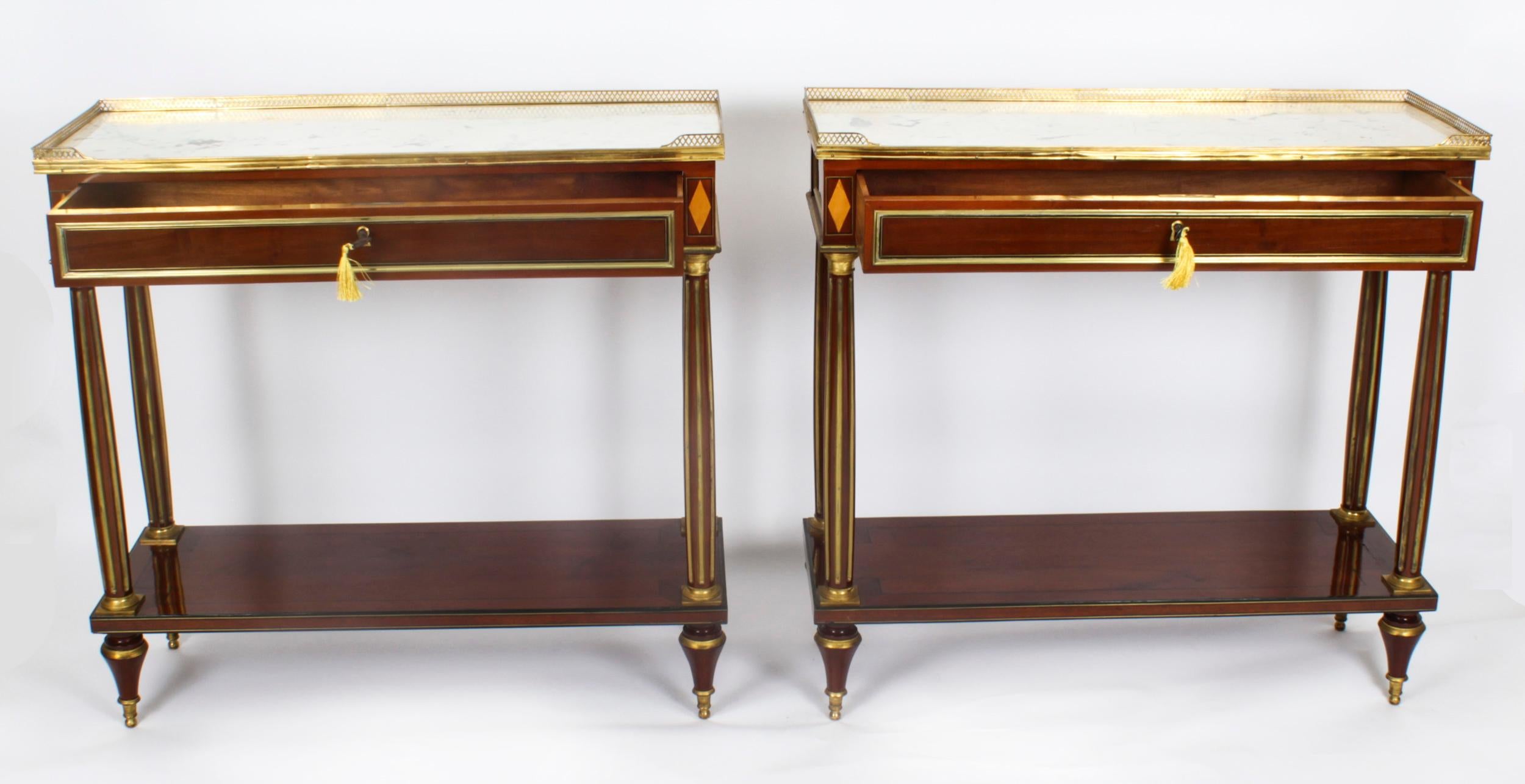 Antique Pair Russian Ormolu Mounted Console Tables, 19th Century 14