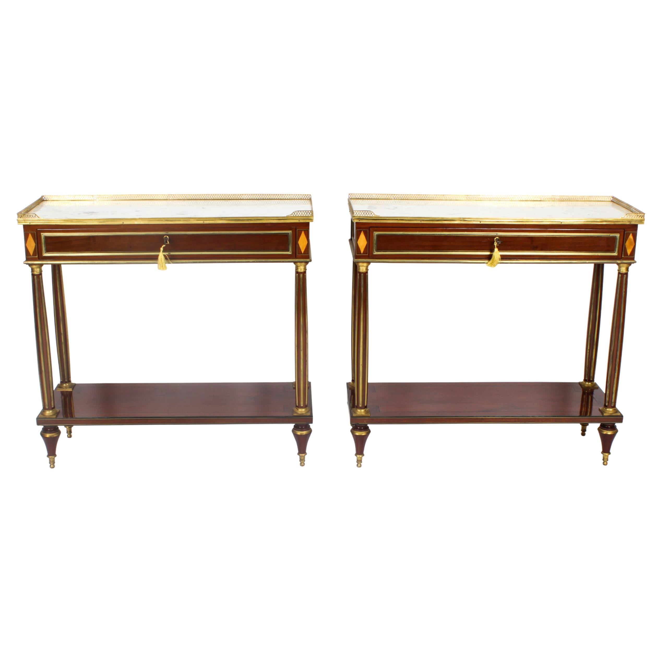 Antique Pair Russian Ormolu Mounted Console Tables, 19th Century