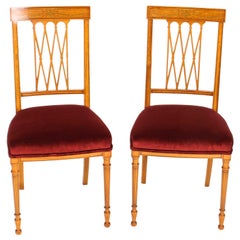 Pair of Satinwood Sheraton Revival Side Chairs by Maple & Co. 19th Century