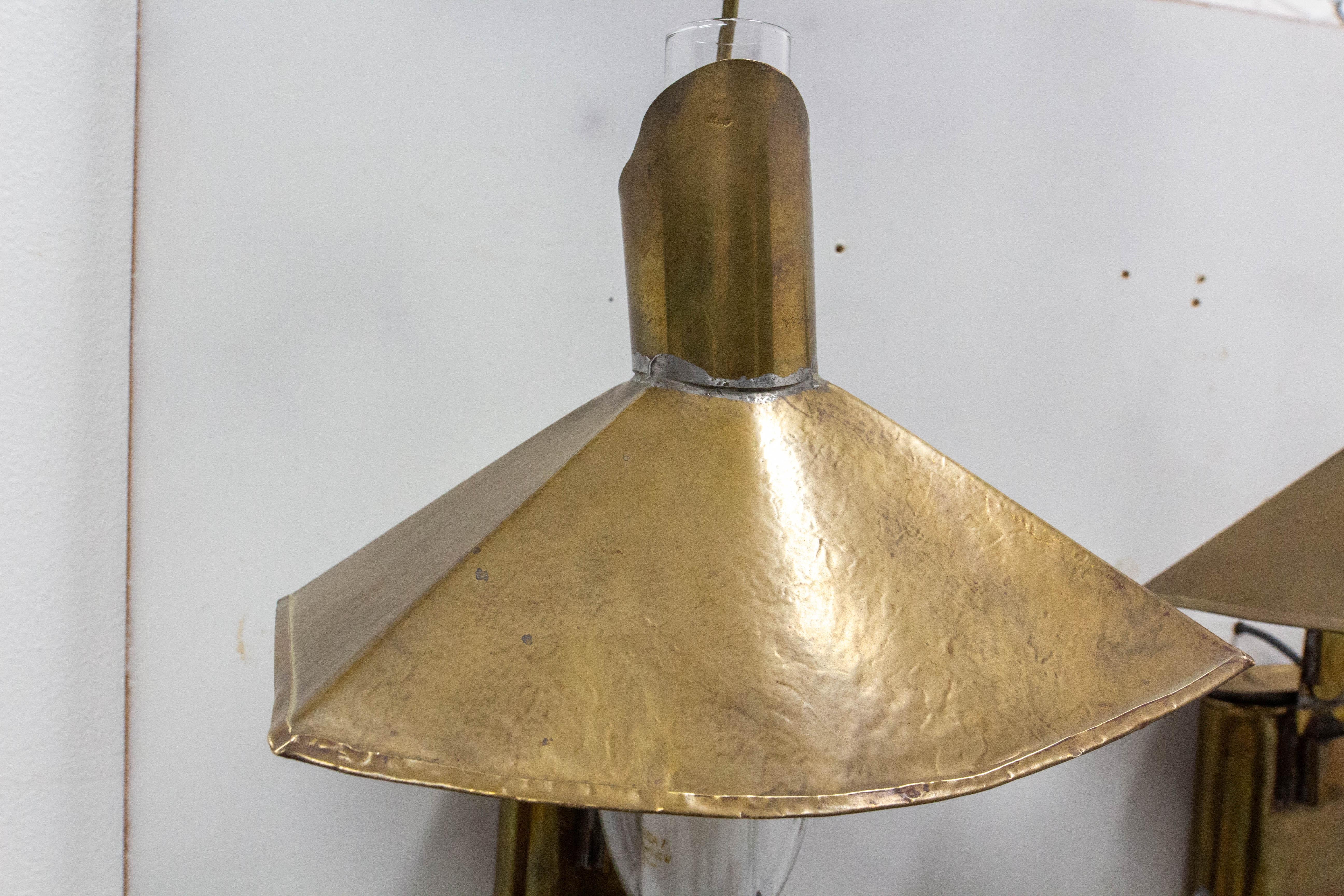 Antique Pair Sconces Wall Light Lantern Brass Glass with tank 19th c, French  For Sale 1