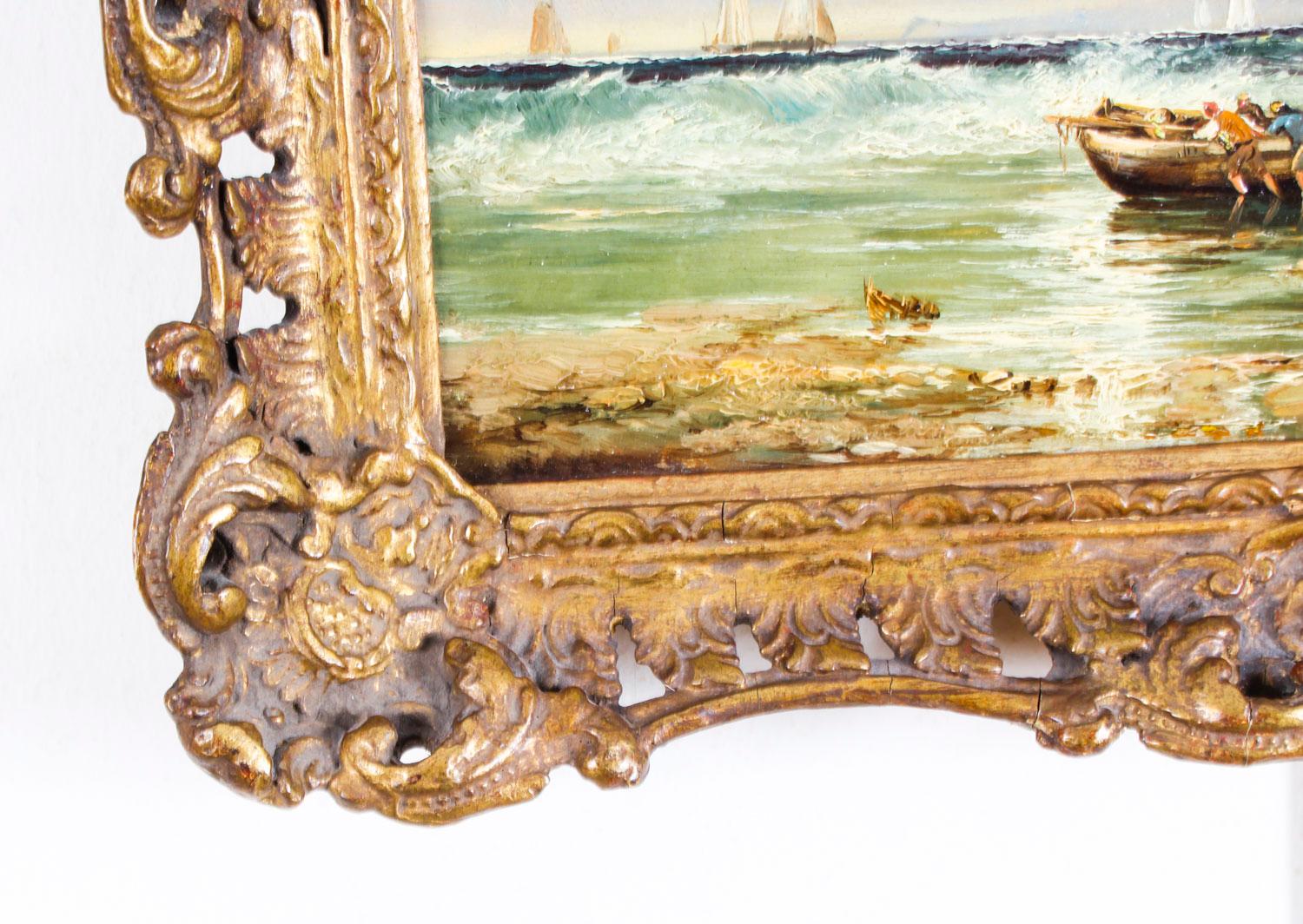 Antique Pair Seascape Paintings by John James Wilson 19th Century 1