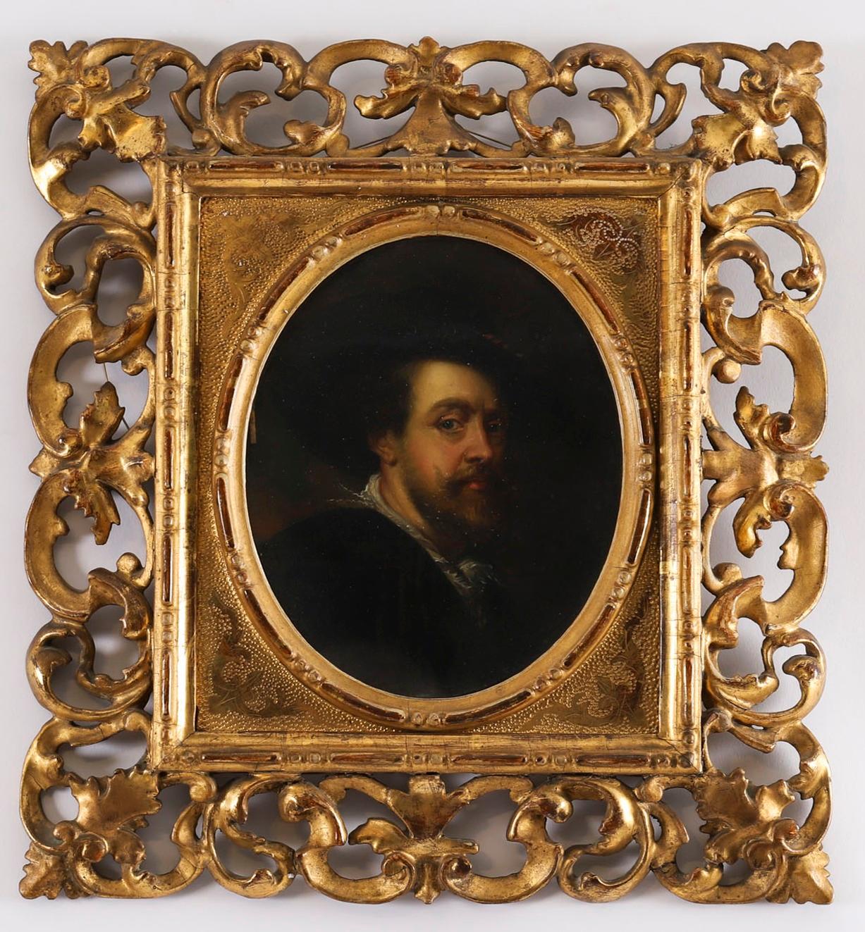 Antique Pair Self Portraits Rubens & Titian Florentine Frames 19th Century For Sale 6