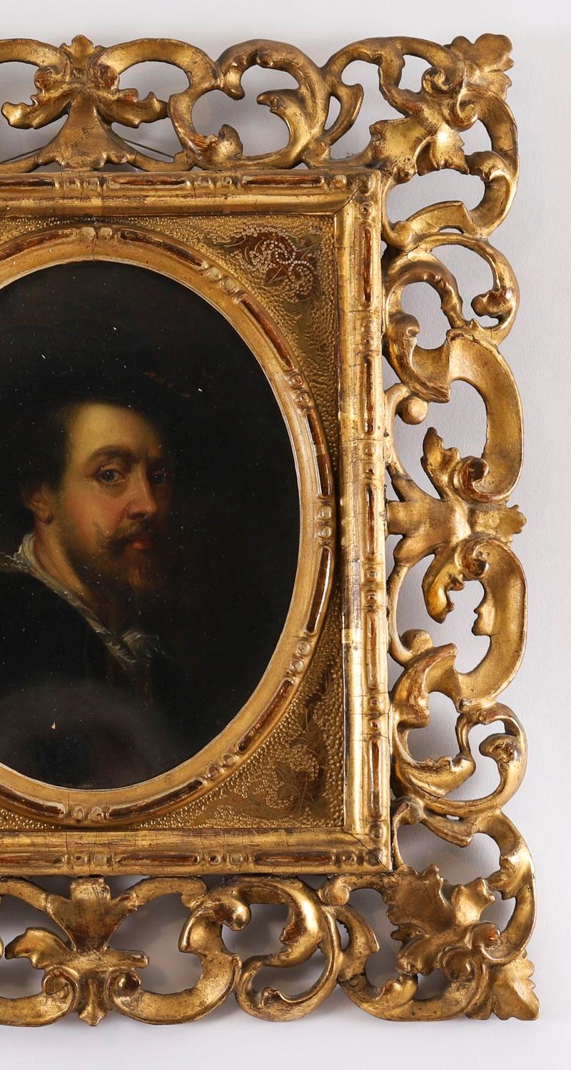 Antique Pair Self Portraits Rubens & Titian Florentine Frames 19th Century For Sale 9