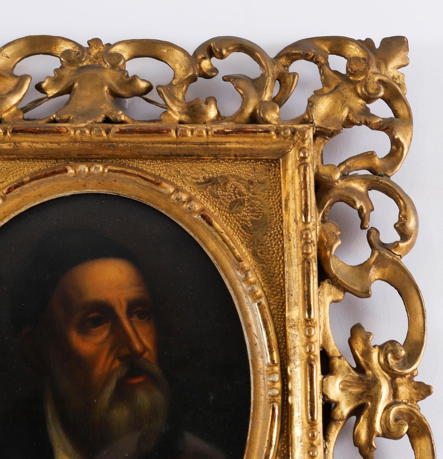 Antique Pair Self Portraits Rubens & Titian Florentine Frames 19th Century For Sale 1