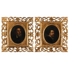Antique Pair Self Portraits Rubens & Titian Florentine Frames 19th Century