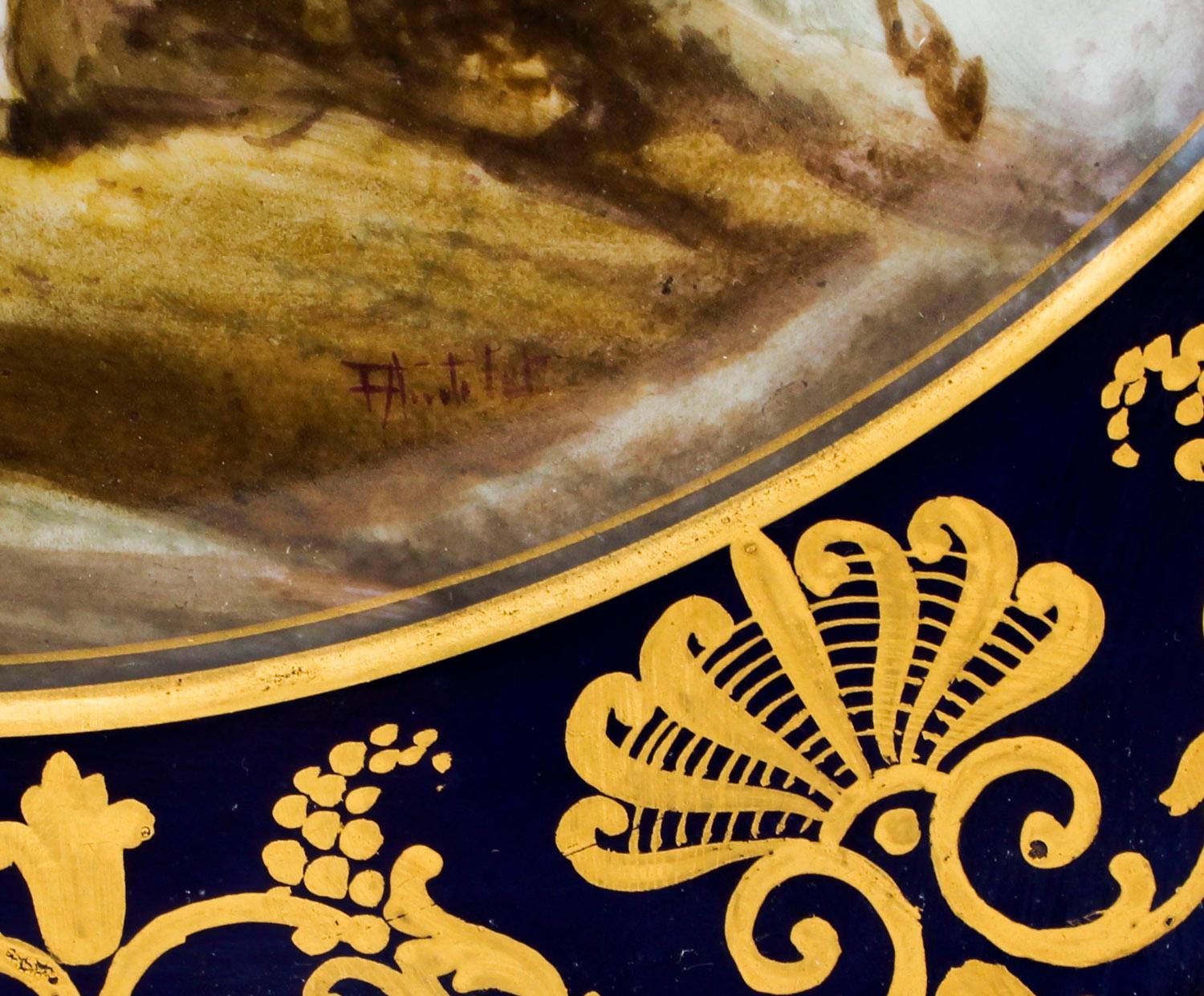 Antique Pair of Sevres Napoleon Cabinet Plates Mentmirail Imp De Sevres For Sale 3