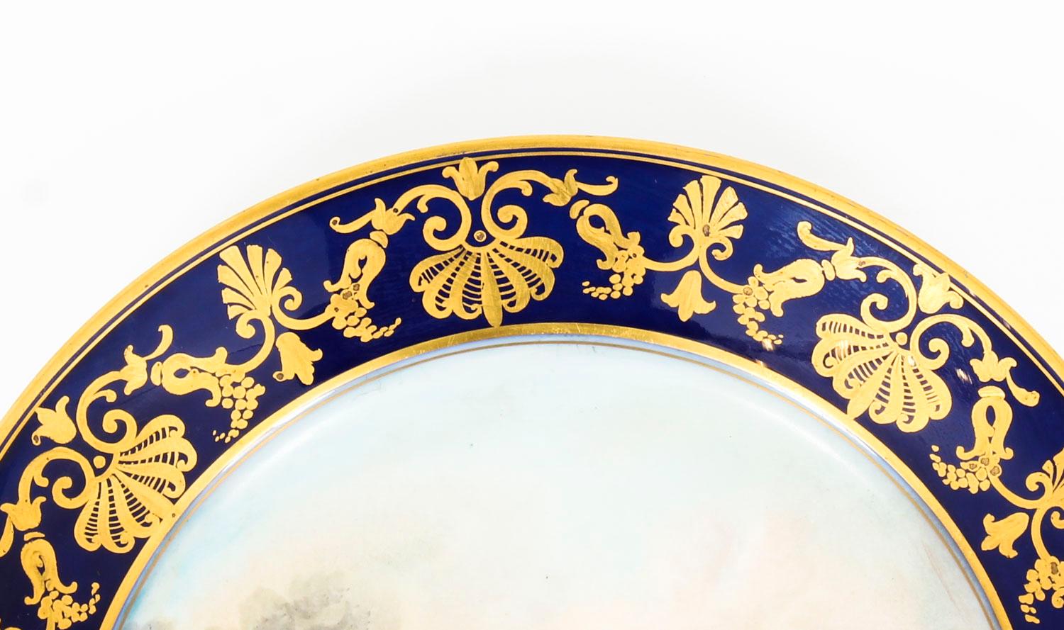 Antique Pair of Sevres Napoleon Cabinet Plates Mentmirail Imp De Sevres For Sale 4
