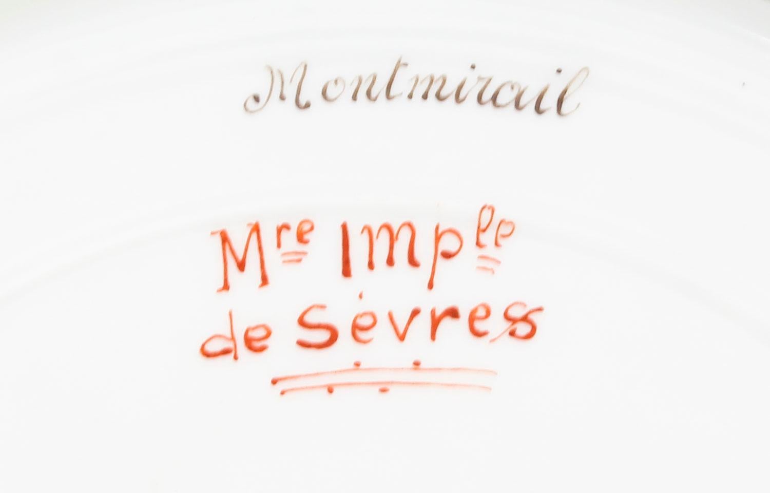 Antique Pair of Sevres Napoleon Cabinet Plates Mentmirail Imp De Sevres For Sale 5