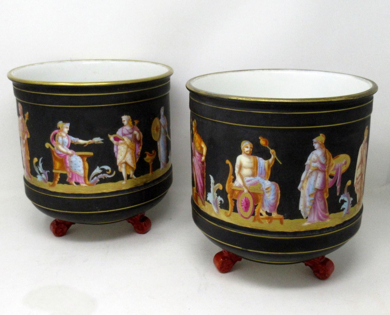 Antique Pair Sevres Paris Porcelain Jardinières Centerpieces Greek Gods Zeus 3