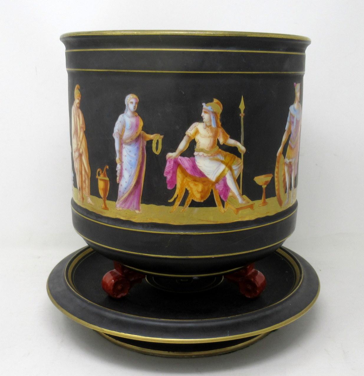 Antique Pair Sevres Paris Porcelain Jardinières Centerpieces Greek Gods Zeus In Good Condition In Dublin, Ireland