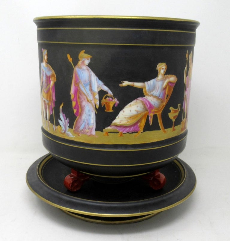 Antique Pair Sevres Paris Porcelain Jardinières Centerpieces Greek Gods Zeus For Sale 2