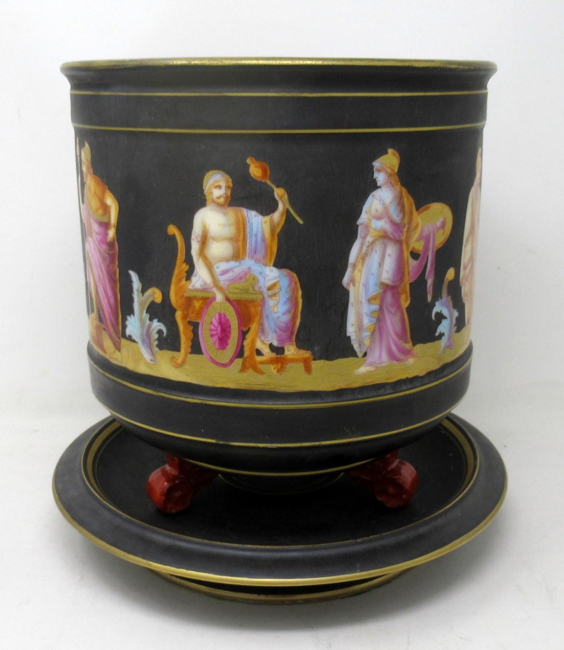 Ceramic Antique Pair Sevres Paris Porcelain Jardinières Centerpieces Greek Gods Zeus