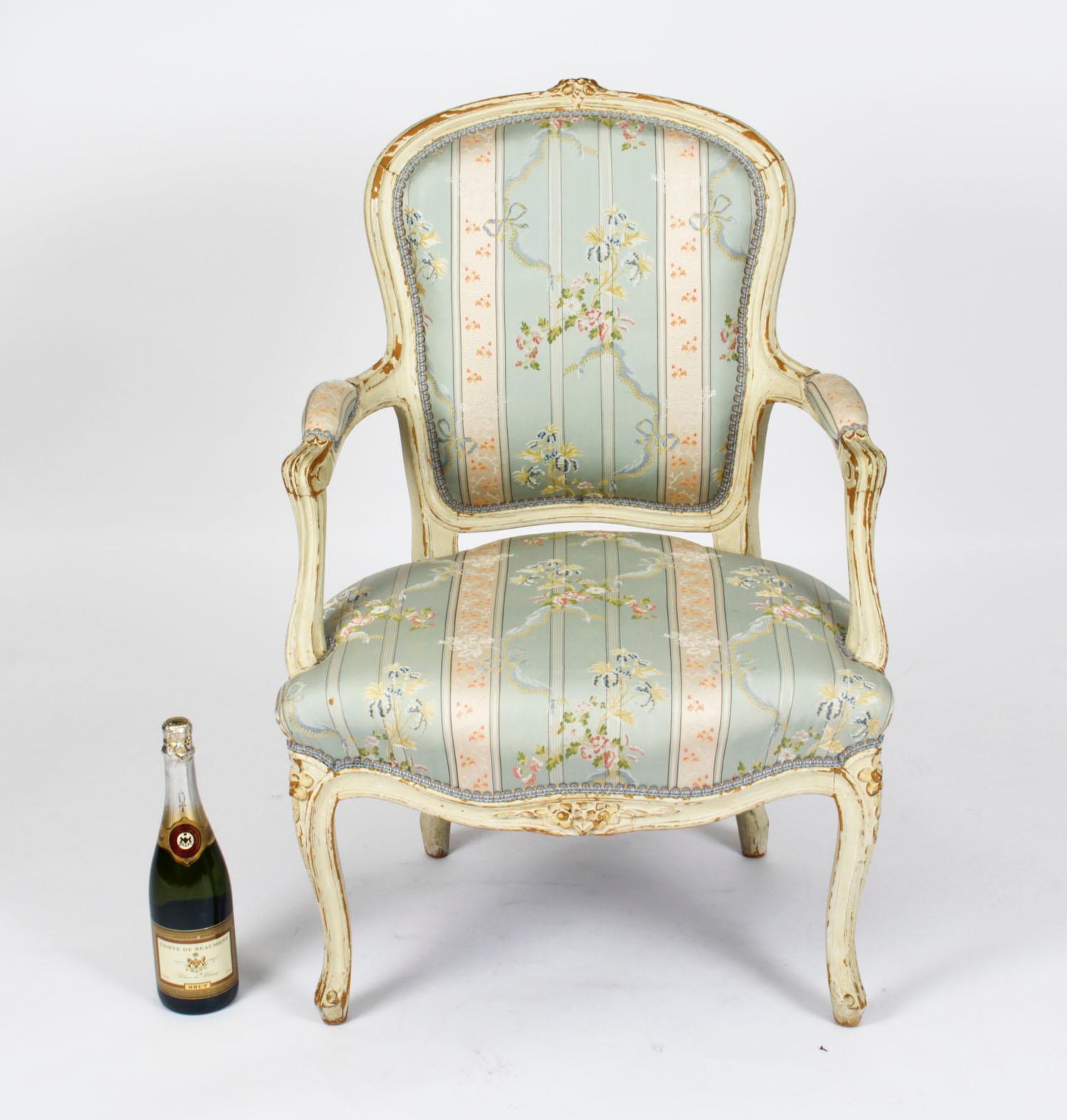 Paire de fauteuils peints français de style néo- Louis, 19ème siècle en vente 11