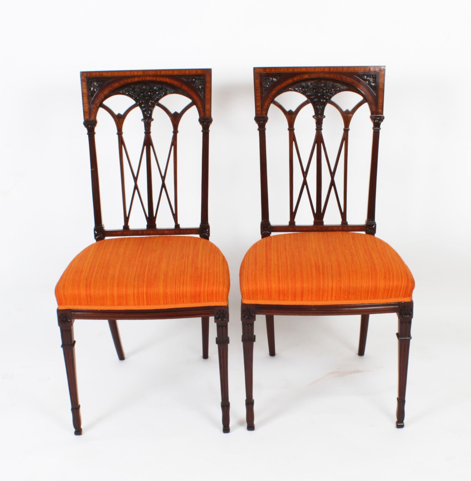 Antikes Paar Sheraton-Revival-Beistellstühle, frühes 20. Jahrhundert im Angebot 13