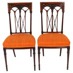 Antique Pair Sheraton Revival Side Chairs Early 20th Century
