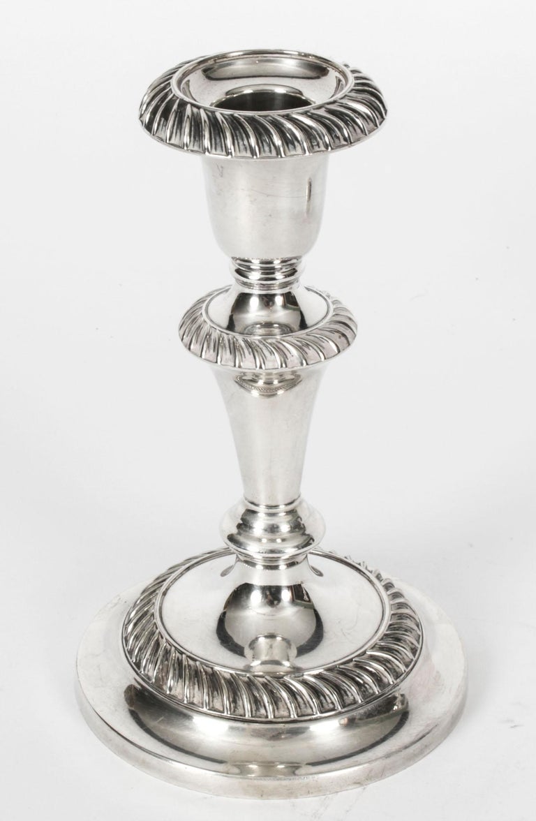 Antique Pair Silver Plate Candlesticks by Sydney Latimer, Early 20th