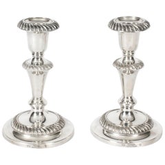 Antique Pair Silver Plate Candlesticks by Sydney Latimer, Early 20th Century