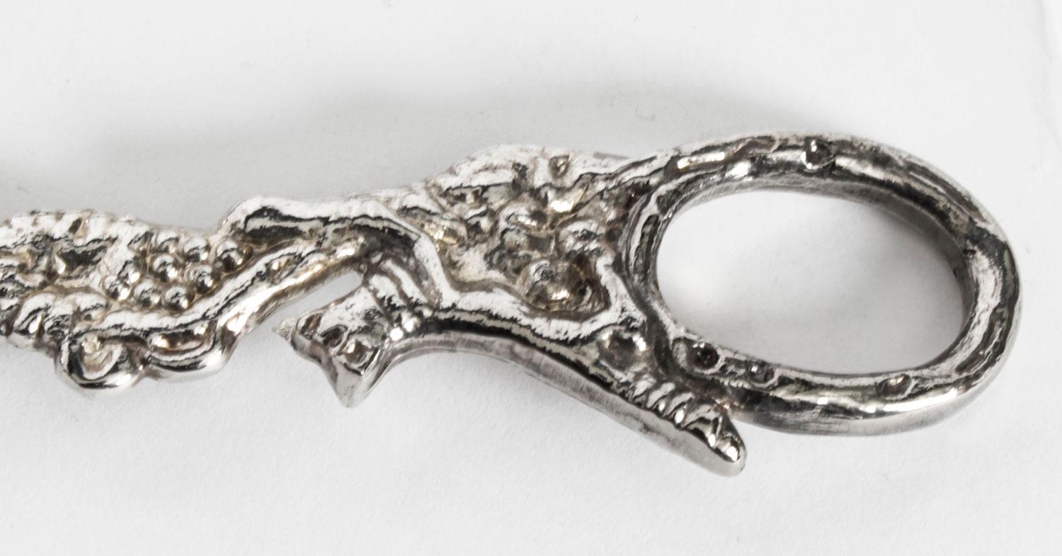 Late 19th Century Antique Pair Silver Plate Grape Scissors, 19th Century