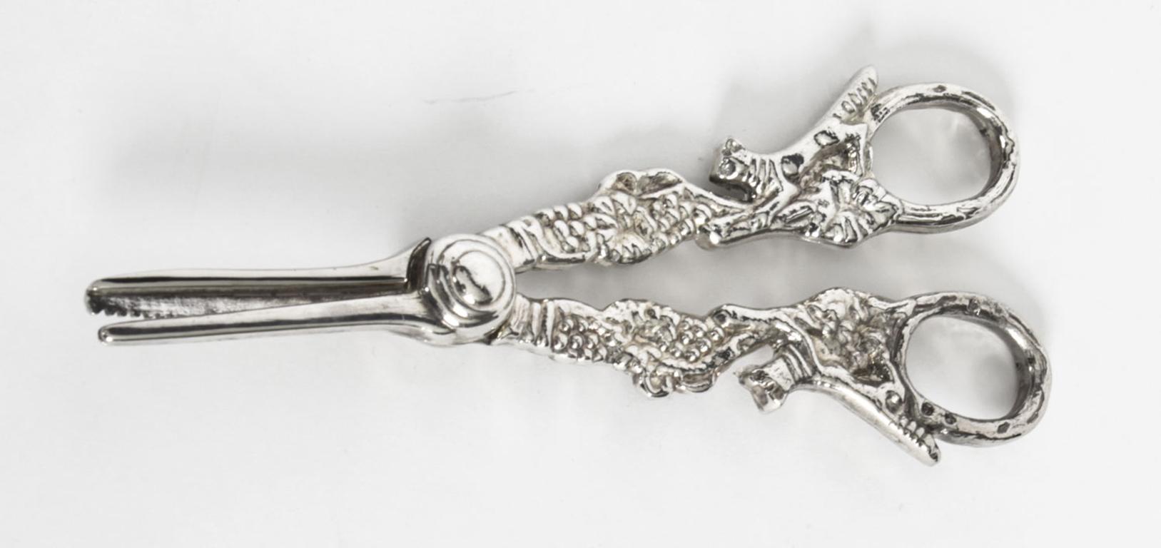 Antique Pair Silver Plate Grape Scissors, 19th Century 1