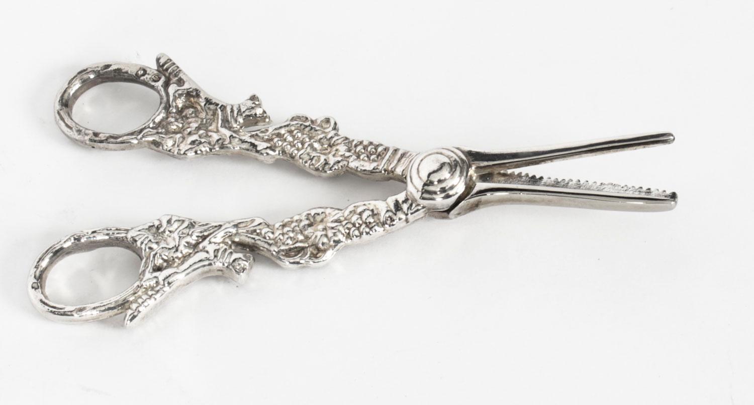 Antique Pair Silver Plate Grape Scissors, 19th Century 2