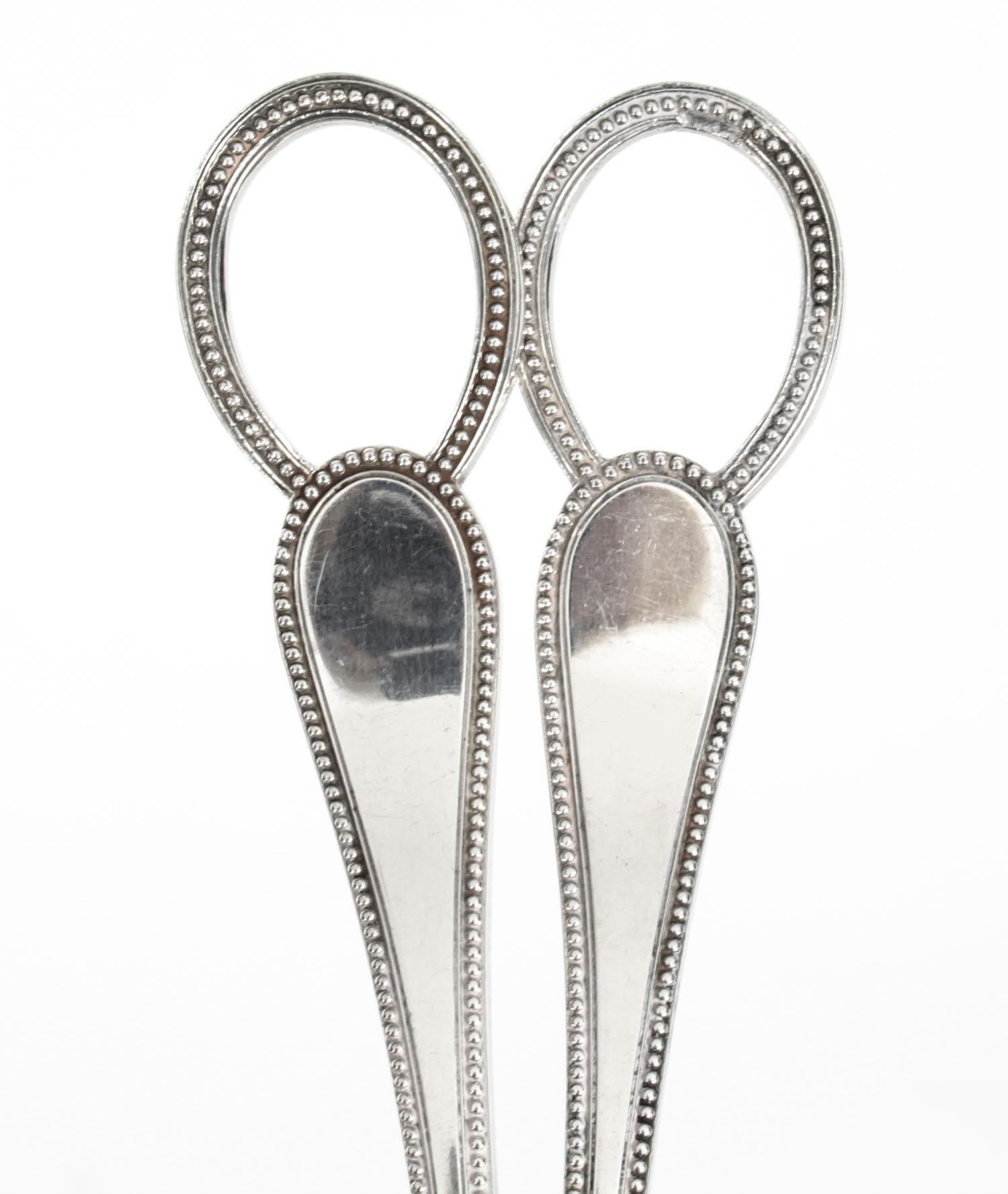 Victorian Antique Pair Silver Plate Grape Scissors by Martin Hall & Co Early 20th Century