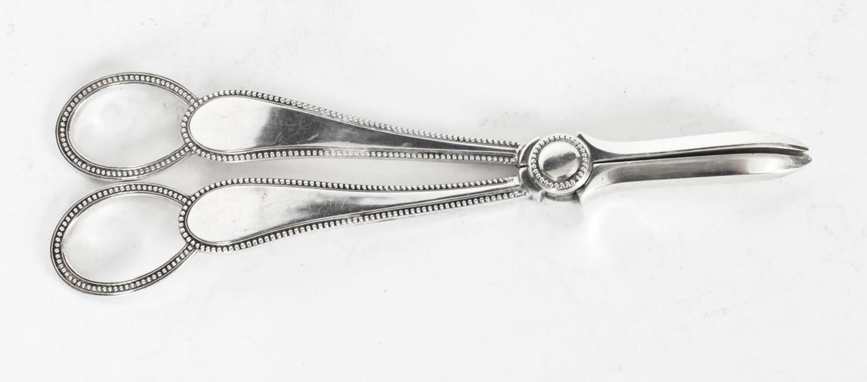 Antique Pair Silver Plate Grape Scissors by Martin Hall & Co Early 20th Century 1