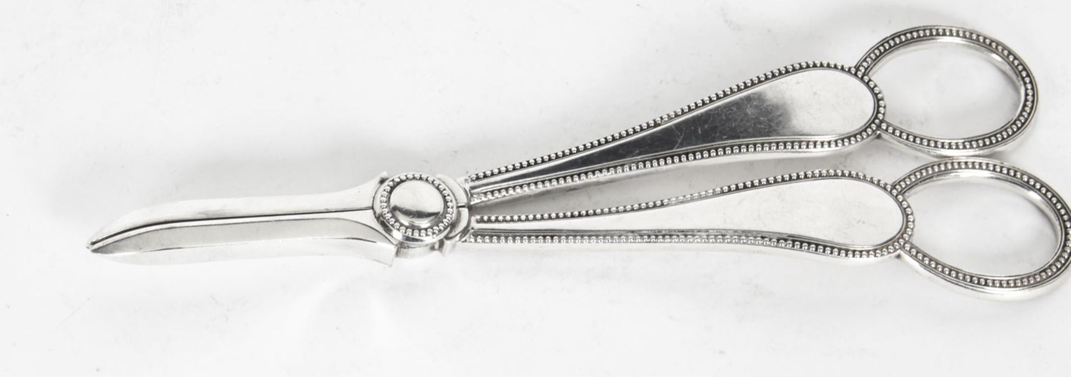 Antique Pair Silver Plate Grape Scissors by Martin Hall & Co Early 20th Century 4