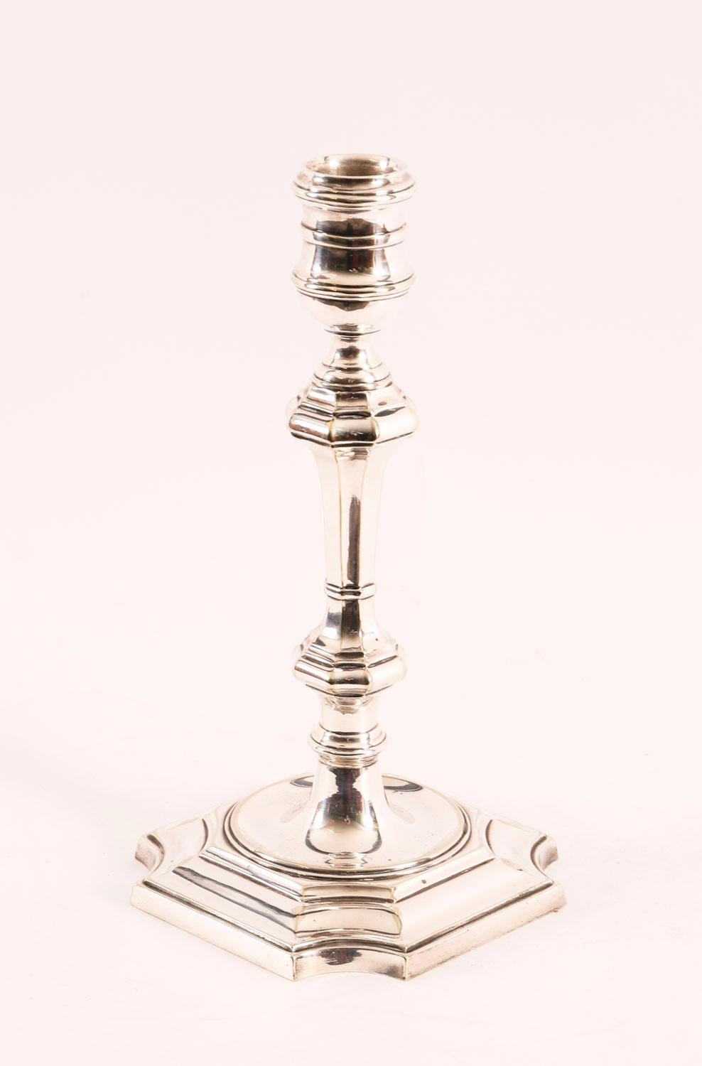 George I Antique Pair Silver Plated Candlesticks By Elkinton & Co 20th Century For Sale