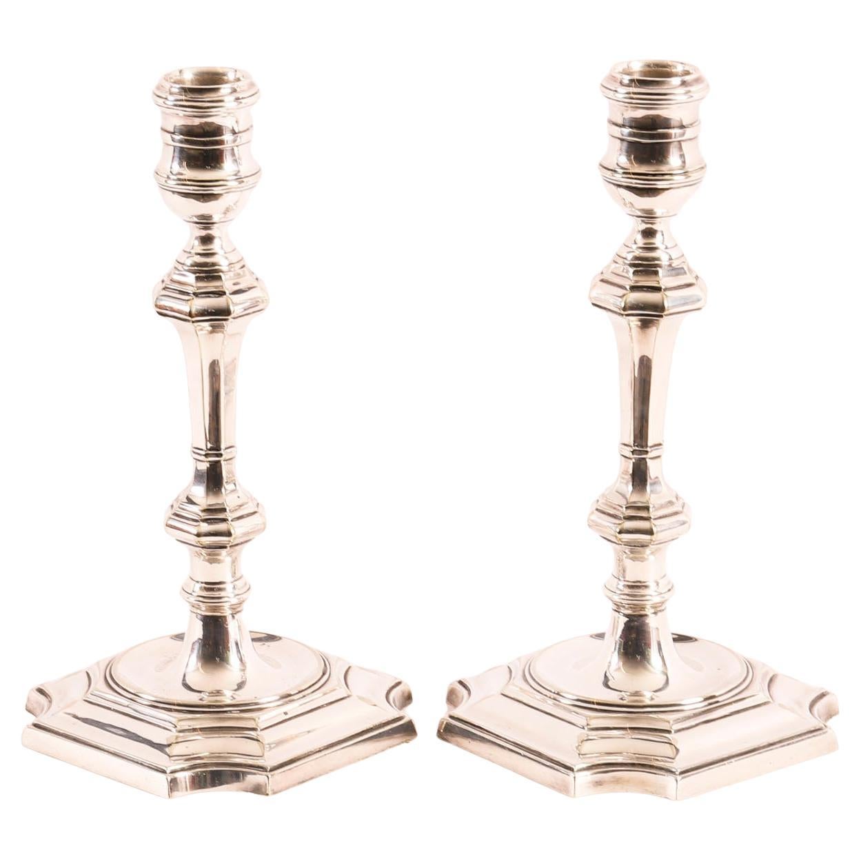 Antique Pair Silver Plated Candlesticks By Elkinton & Co 20th Century For Sale