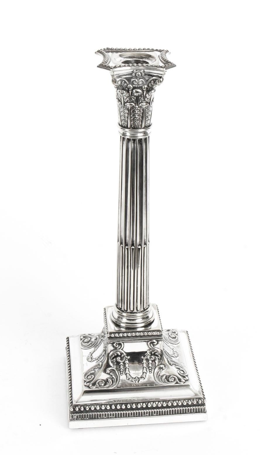 Late 19th Century Antique Pair of Silver Plated Candlesticks by James Dixon, 19th Century