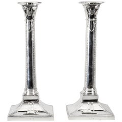 Antique Pair Silver Plated Candlesticks Thomas Bradbury 1890 19th C