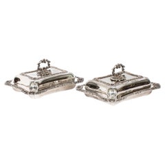 Retro Pair Silver Plated Entree Dishes Walker and Hall Circa 1860