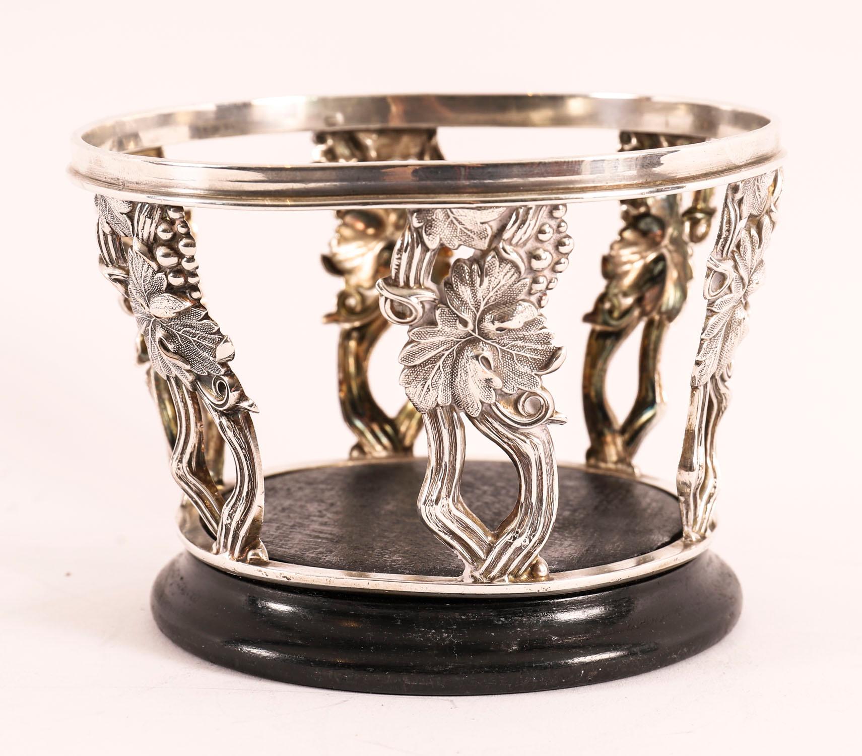 Antique Pair Silver Plated Wine Bottle Coasters 20th Century For Sale 1