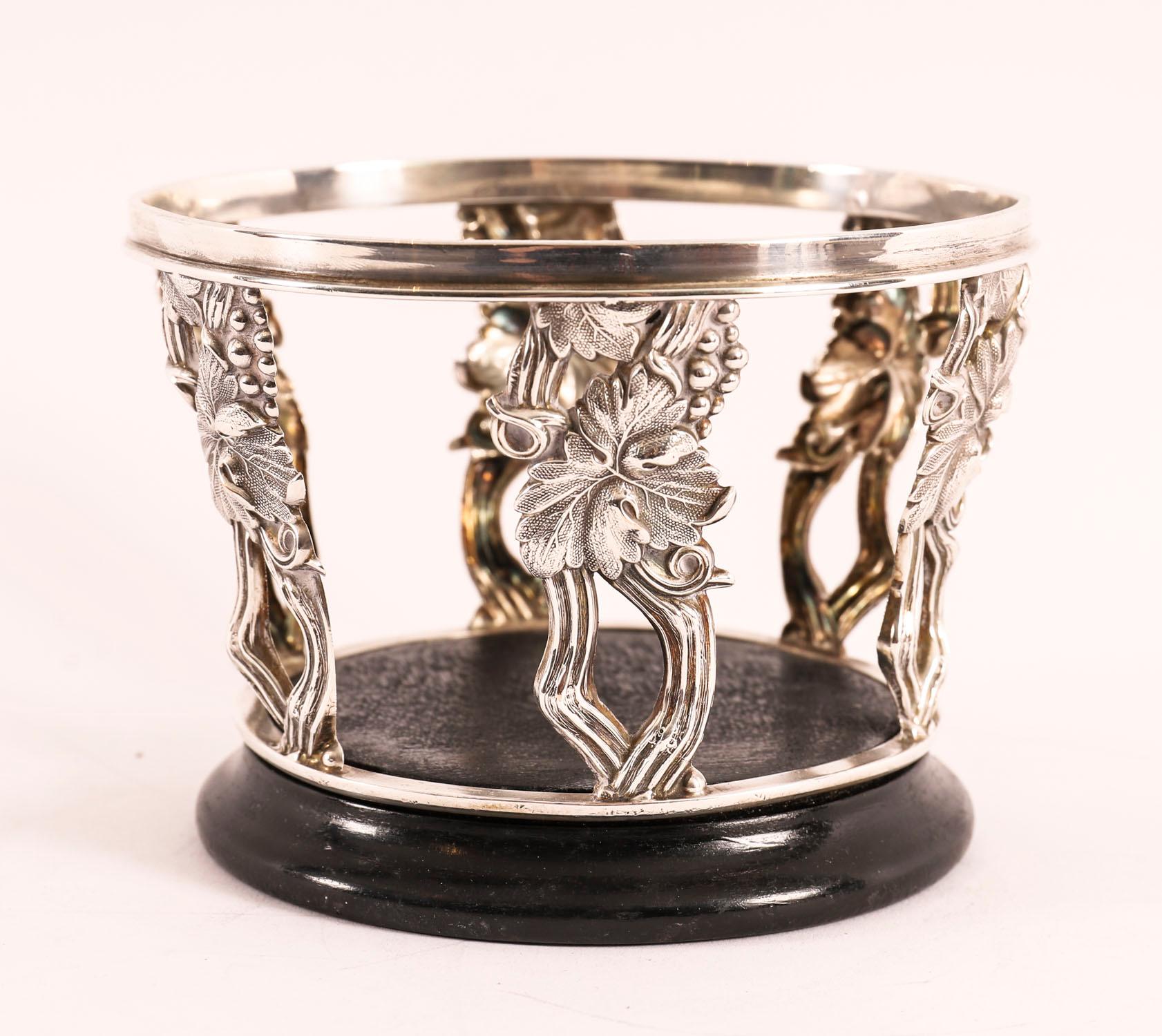 Antique Pair Silver Plated Wine Bottle Coasters 20th Century For Sale 2