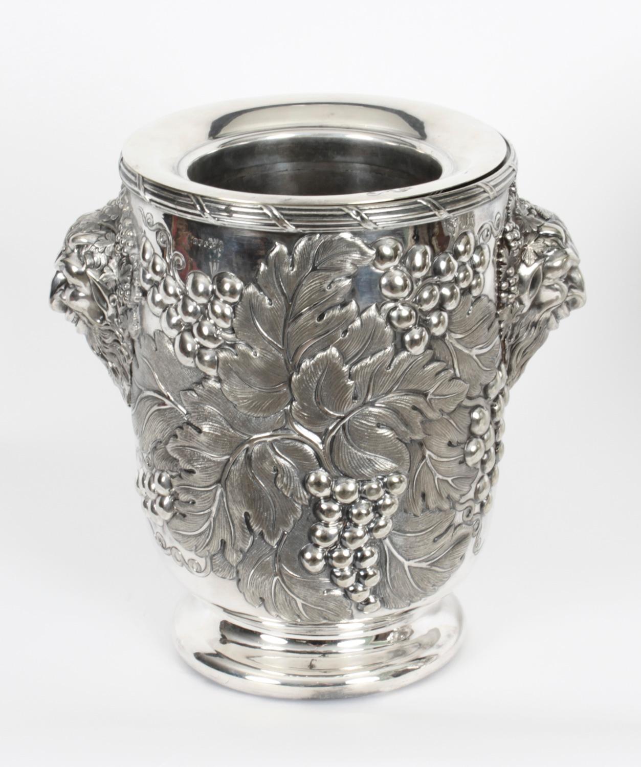 English Antique Pair Silver Plated Wine Coolers by Hawksworth, Eyre & Co 19th C For Sale