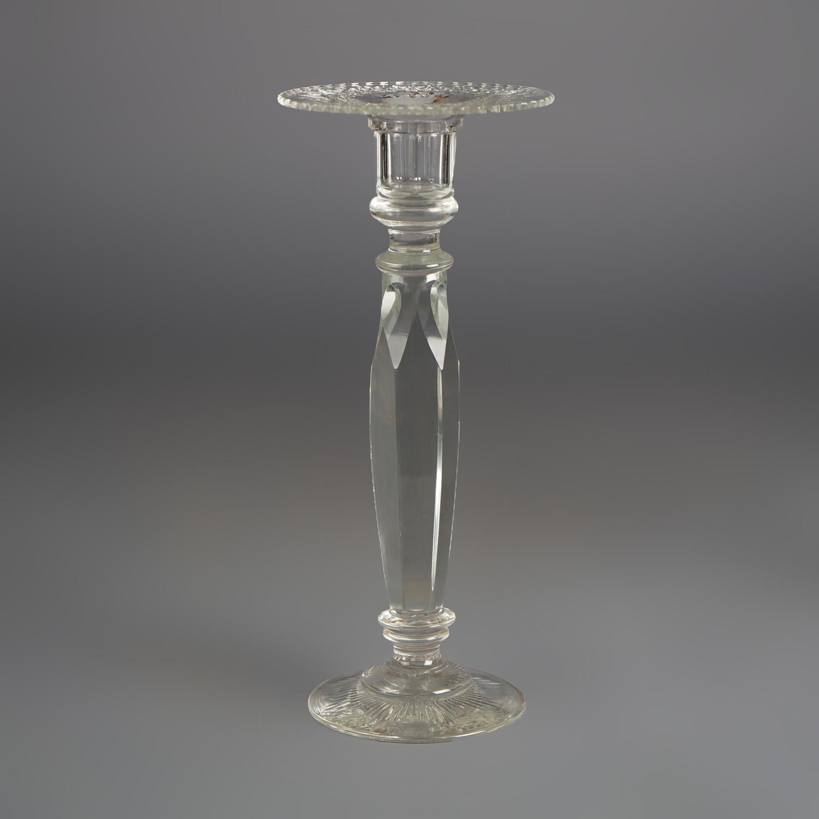 Antique Pair Sinclair Crystal Candlesticks, C1920 In Good Condition For Sale In Big Flats, NY