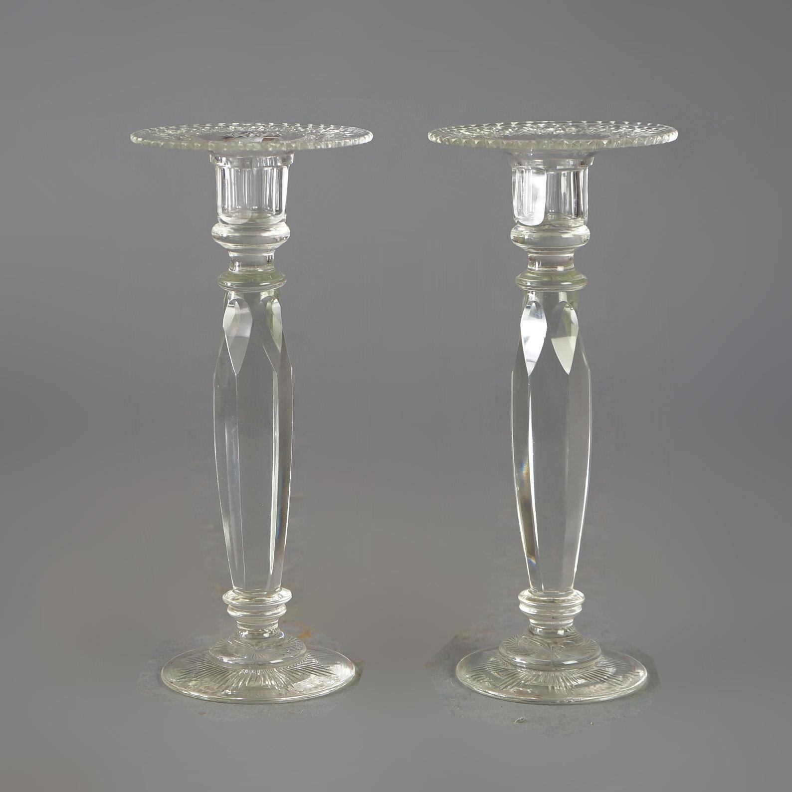 20th Century Antique Pair Sinclair Crystal Candlesticks, C1920 For Sale