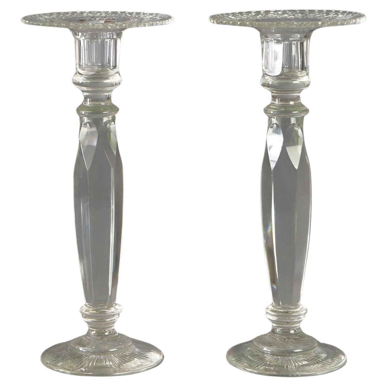 Ancienne paire de chandeliers en cristal de Sinclair, C1920
