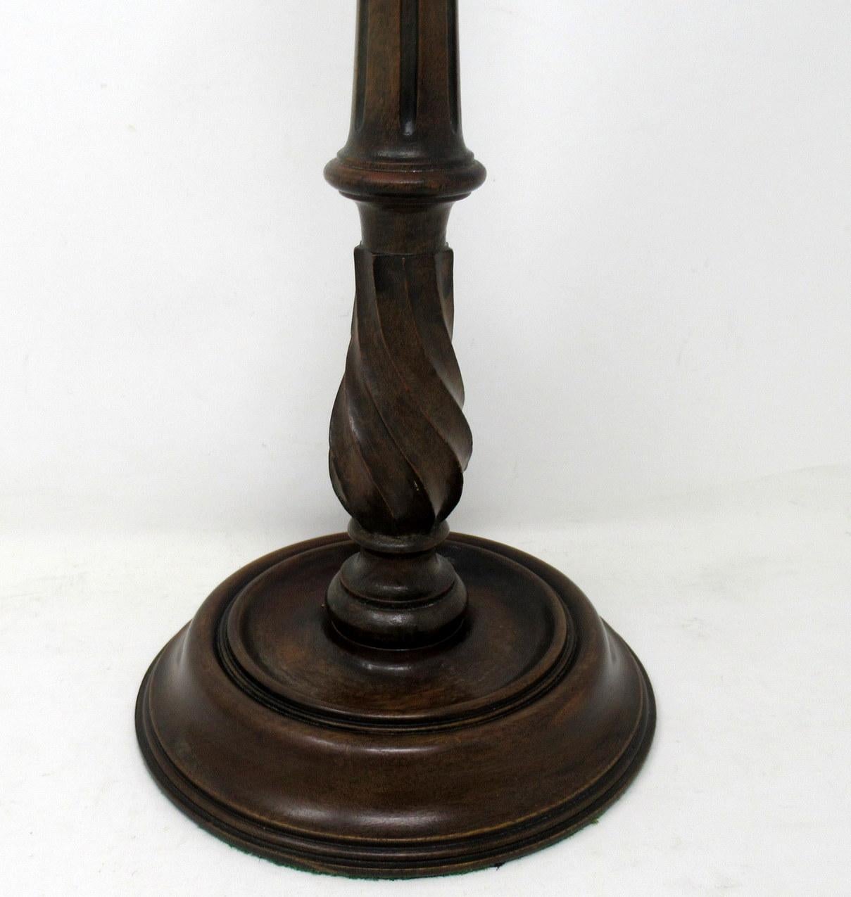 Edwardian Antique Pair Solid Mahogany Walnut Carved Treen Desk Candlesticks Candelabra 19C
