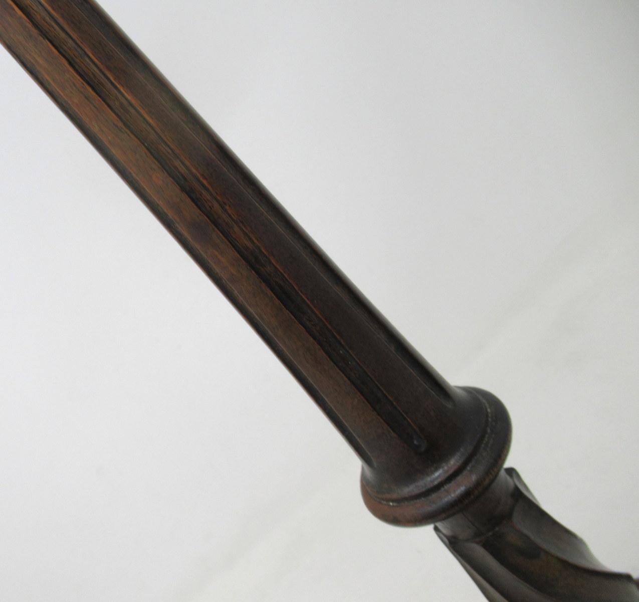 Antique Pair Solid Mahogany Walnut Carved Treen Desk Candlesticks Candelabra 19C In Good Condition In Dublin, Ireland