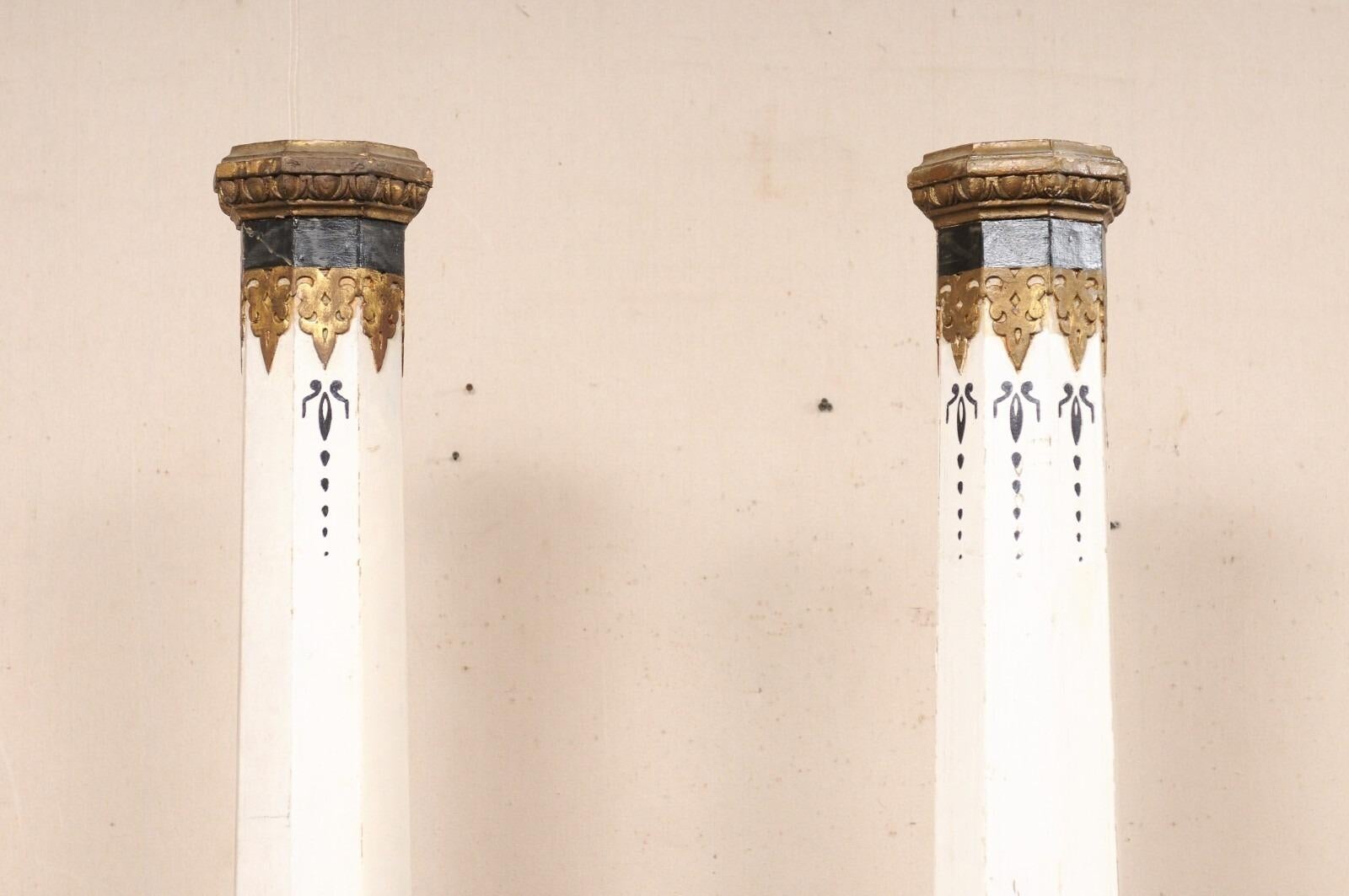 Antique Pair Spanish 6.75 Ft. Tall Architectural Columns For Sale 5