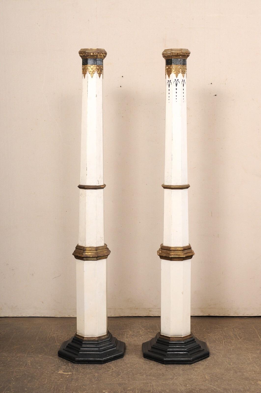 Antique Pair Spanish 6.75 Ft. Tall Architectural Columns In Good Condition For Sale In Atlanta, GA