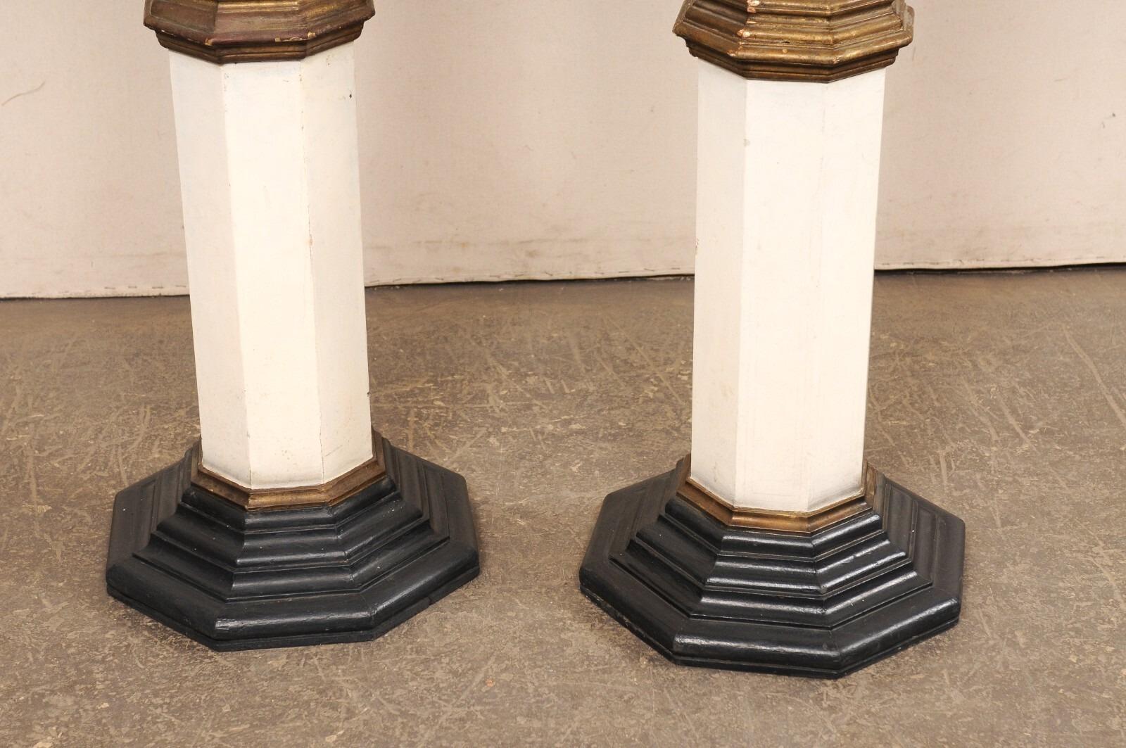 Antique Pair Spanish 6.75 Ft. Tall Architectural Columns For Sale 3
