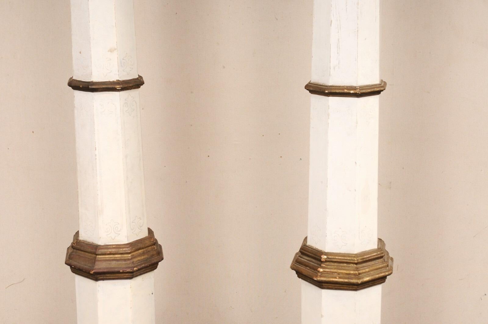 Antique Pair Spanish 6.75 Ft. Tall Architectural Columns For Sale 4