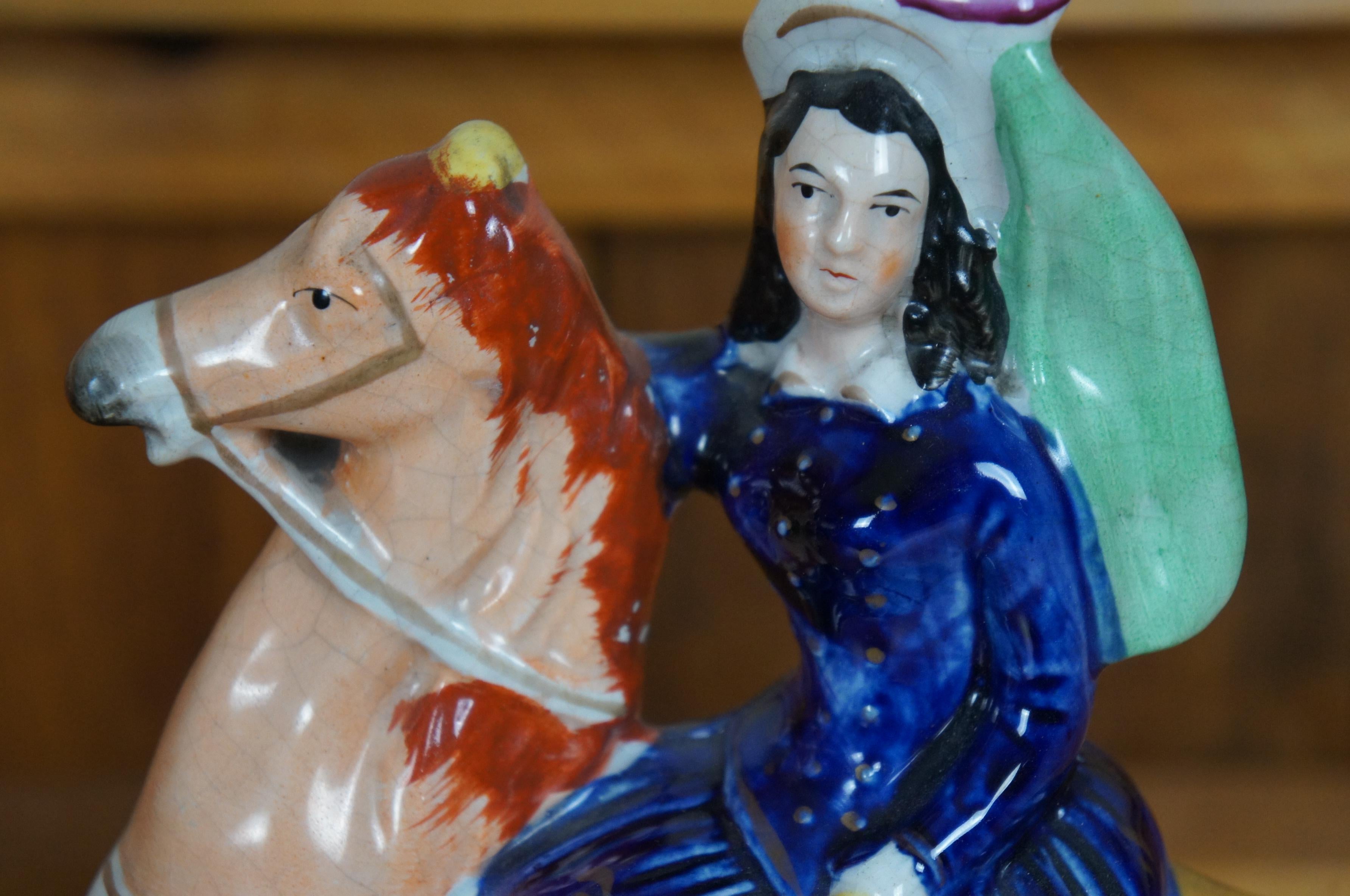 Antikes Paar Pferdefiguren, Staffordshire, Louis Napoleon, Kaiserin von Frankreich, Kaiserin von Frankreich, 11
