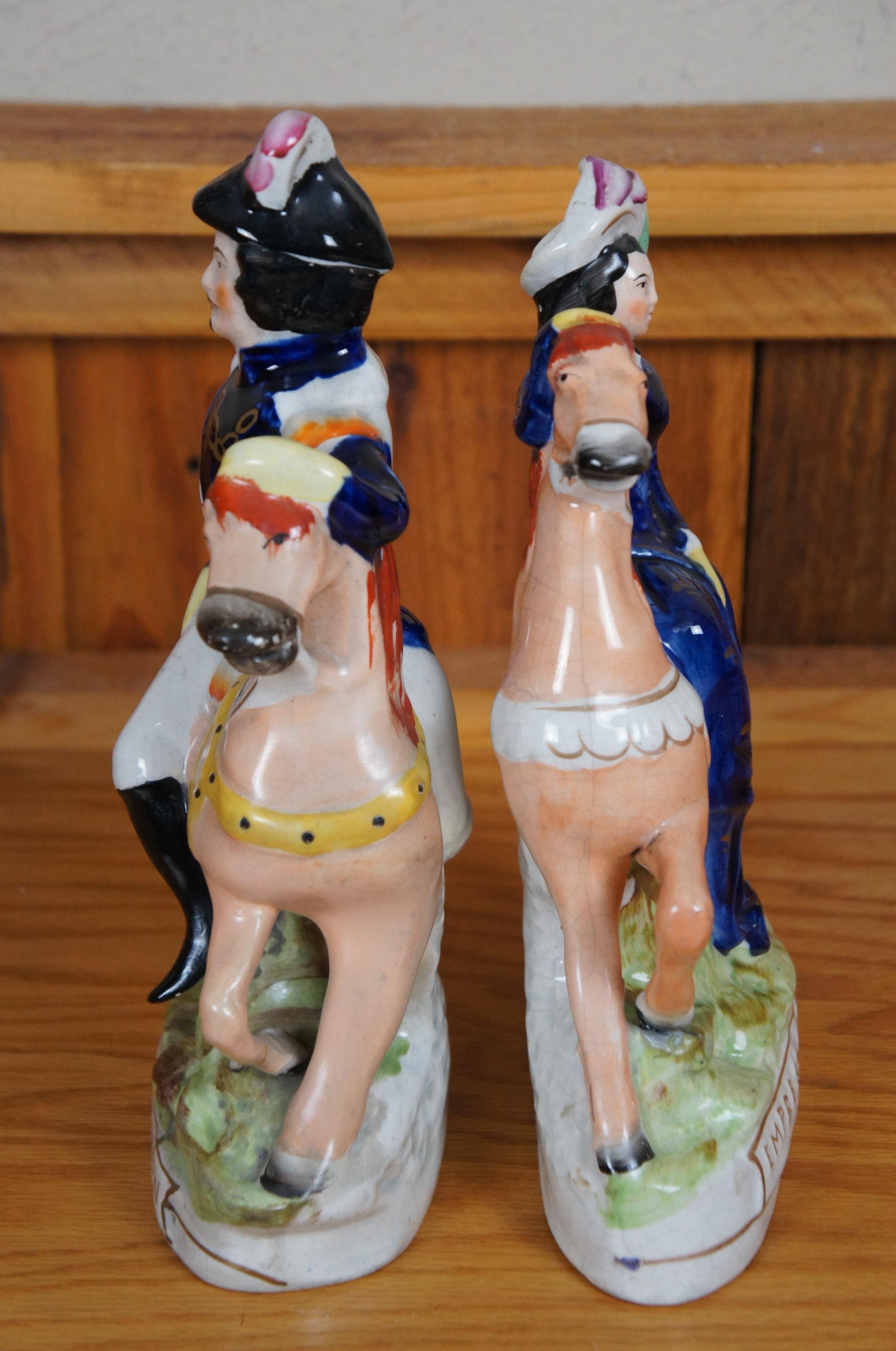 Antikes Paar Pferdefiguren, Staffordshire, Louis Napoleon, Kaiserin von Frankreich, Kaiserin von Frankreich, 11