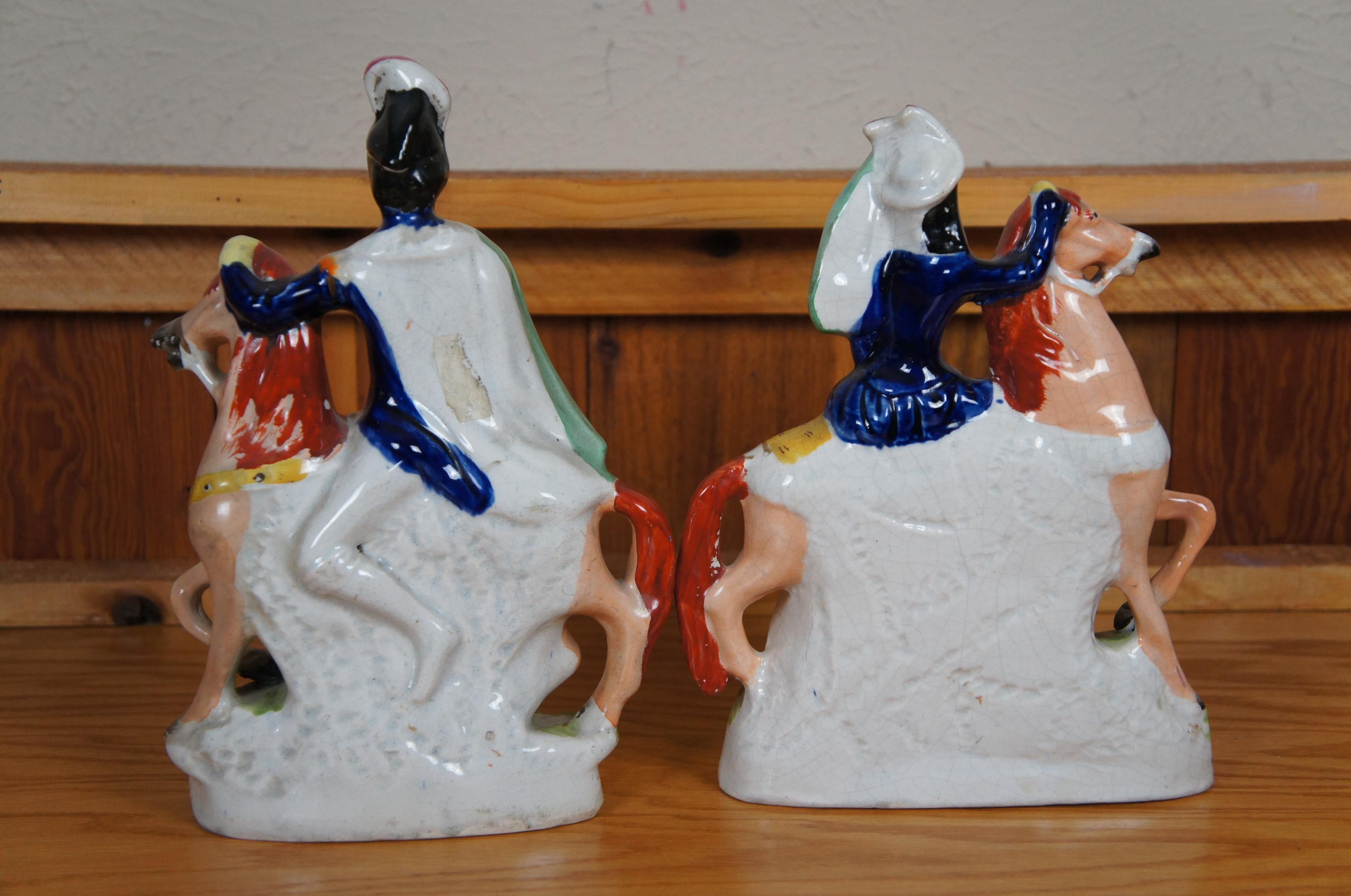 Antikes Paar Pferdefiguren, Staffordshire, Louis Napoleon, Kaiserin von Frankreich, Kaiserin von Frankreich, 11