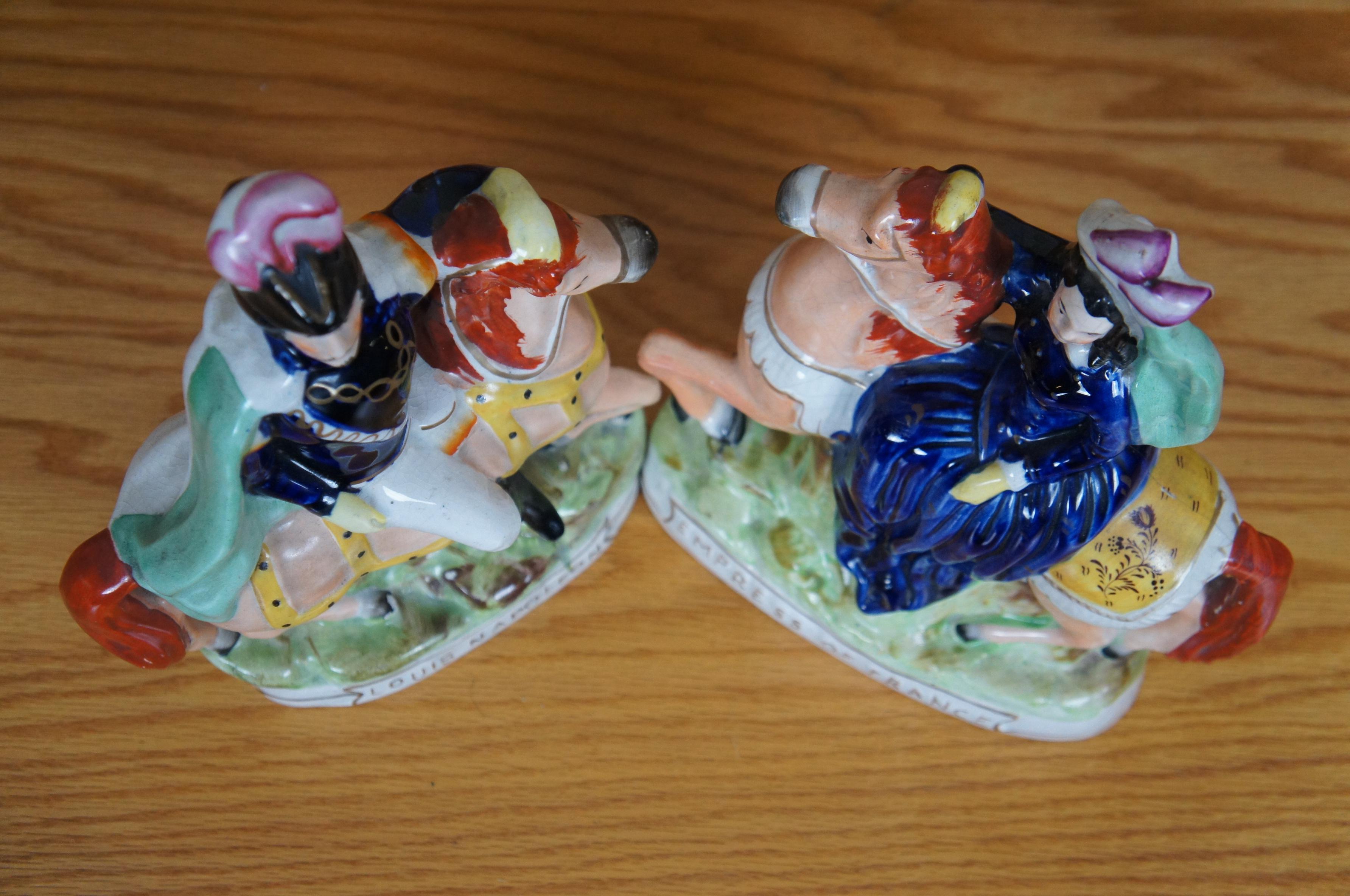 Antikes Paar Pferdefiguren, Staffordshire, Louis Napoleon, Kaiserin von Frankreich, Kaiserin von Frankreich, 11